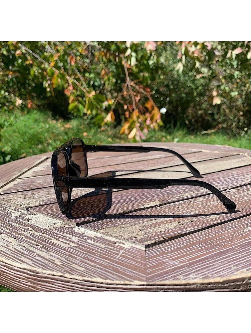 Vintage 90s y2k style unique retro square rounded shaped brown lenses sunglasses - Picture 6 of 7